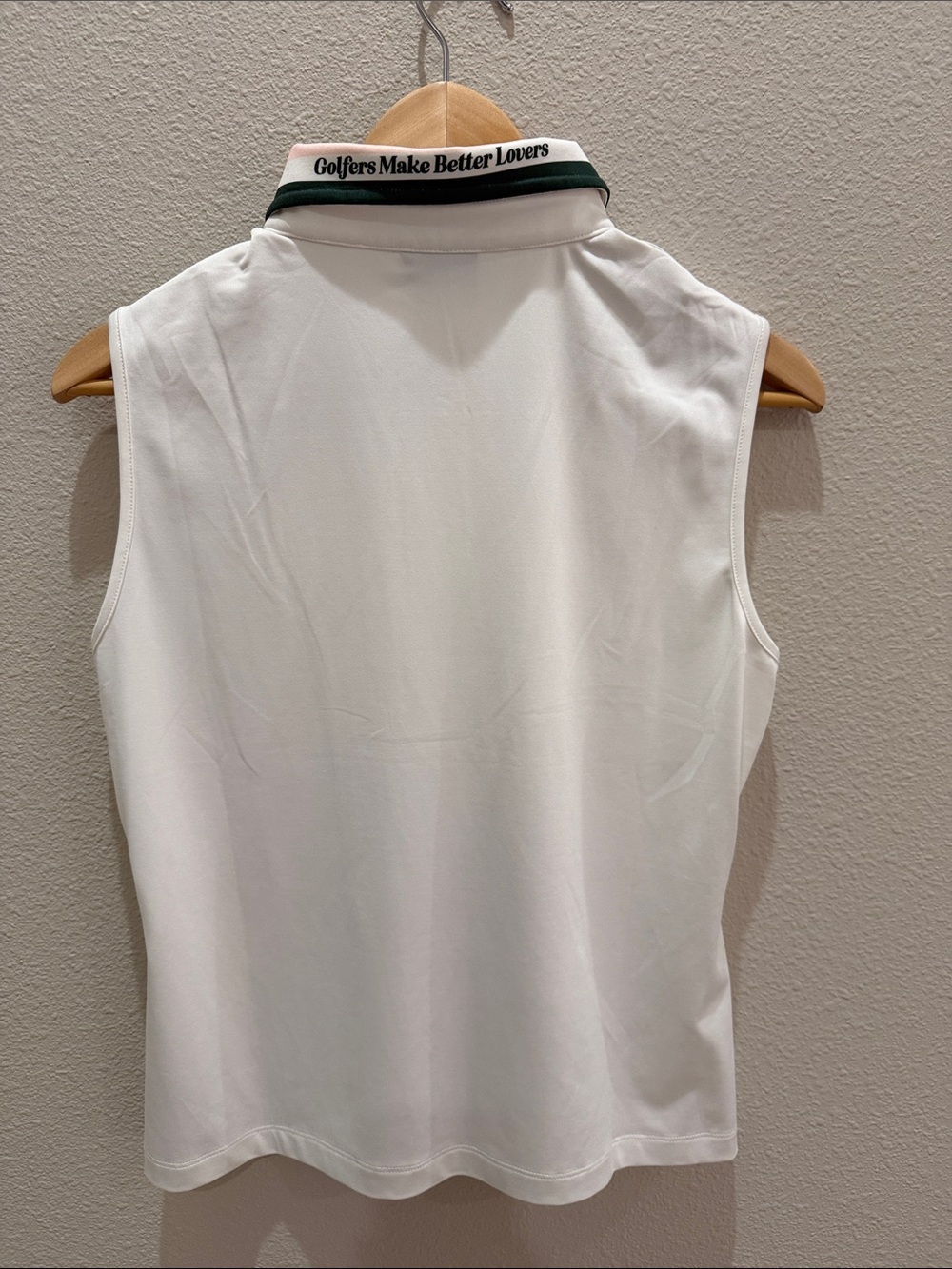Fore All White Sleeveless Polo Tank with Pink & Dark Green Trim - Picture 2 of 3